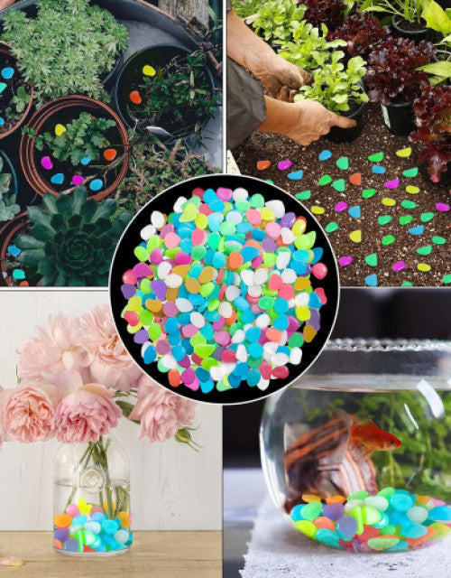 Garden Decor Luminous Stones Glow In Dark Decorative Pebbles Outdoor Fish Tank Decoration ( 100 Pcs )