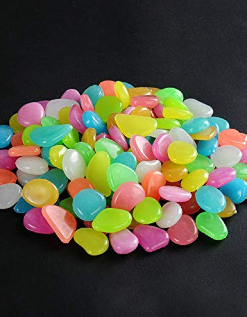 Garden Decor Luminous Stones Glow In Dark Decorative Pebbles Outdoor Fish Tank Decoration ( 100 Pcs )